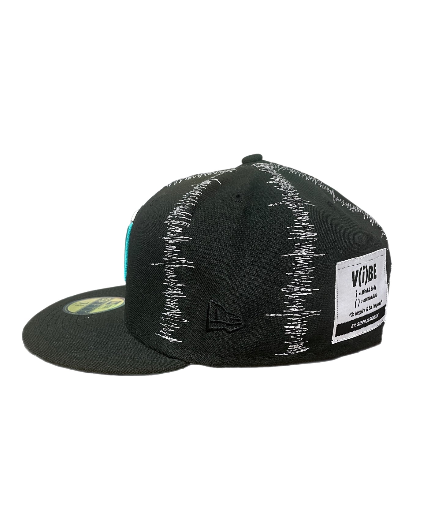 Black Static Stitch Fitted Cap